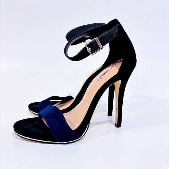 CALL IT SPRING – Black & blue faux suede high heel sandals | Size 6.5 * - Picture 8 of 9